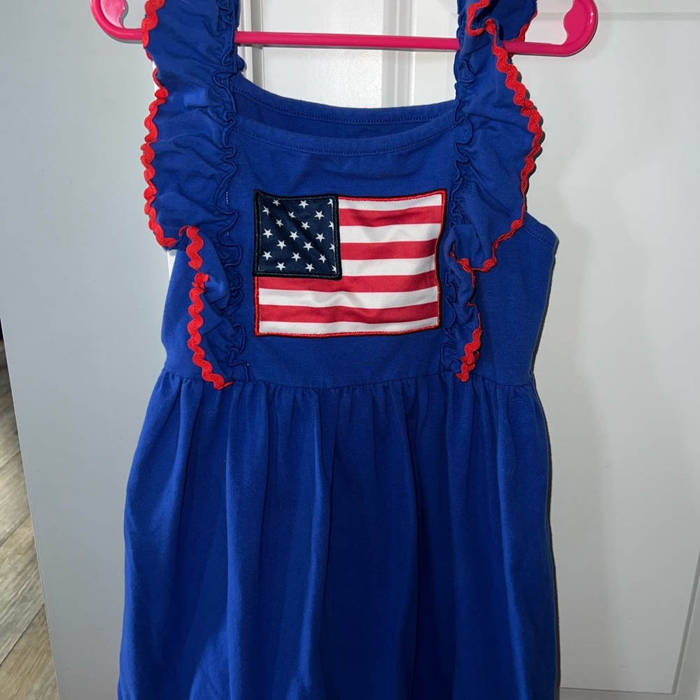 Blue Dress with American Flag Patch